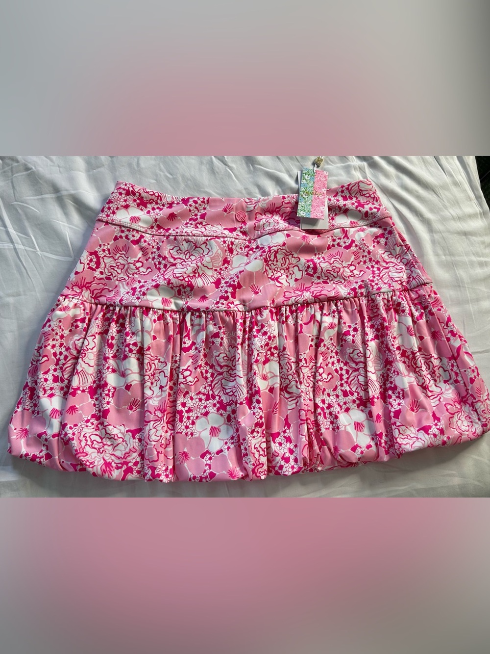 NWT Lilly Pulitzer Delvenie Bubble Skirt in Conch Shell Pink Burst of Joy print - Picture 5 of 5